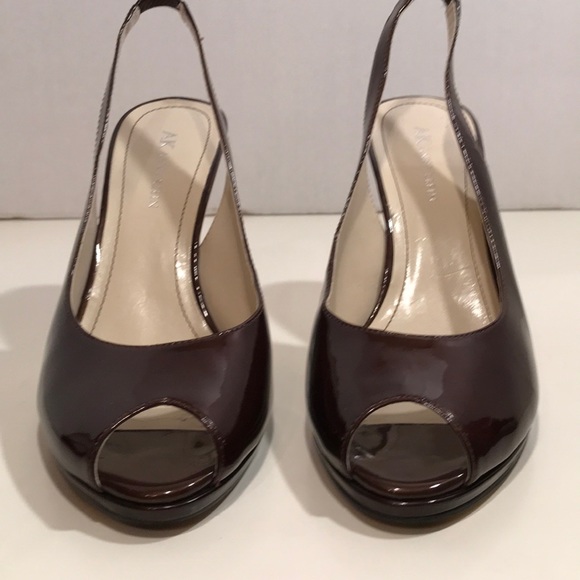 Anne Klein Brown Patent Leather OpenToe SlingBack - Picture 2 of 7